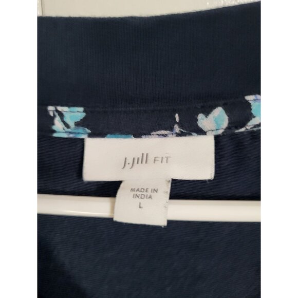 J. Jill Fit Women's LG V Neck Short Sleeve Dress Pockets Floral Blue - Picture 3 of 8